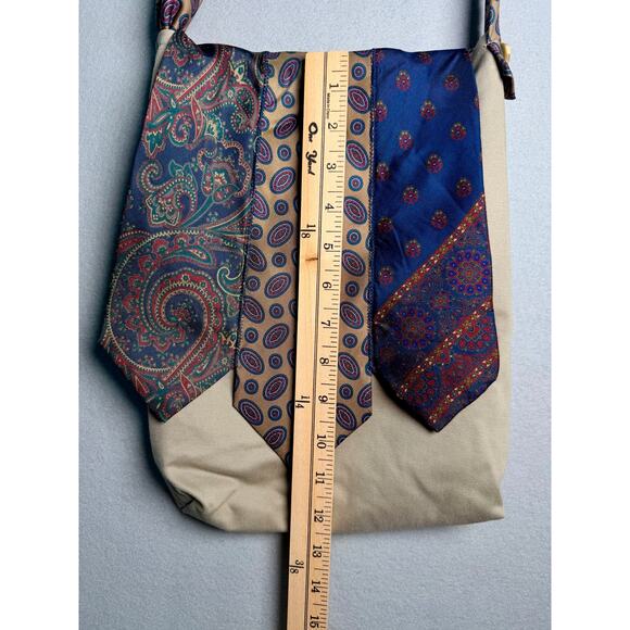 Upcycled Silk Necktie Shoulder Bag Handmade Boho Crossbody - Picture 14 of 15